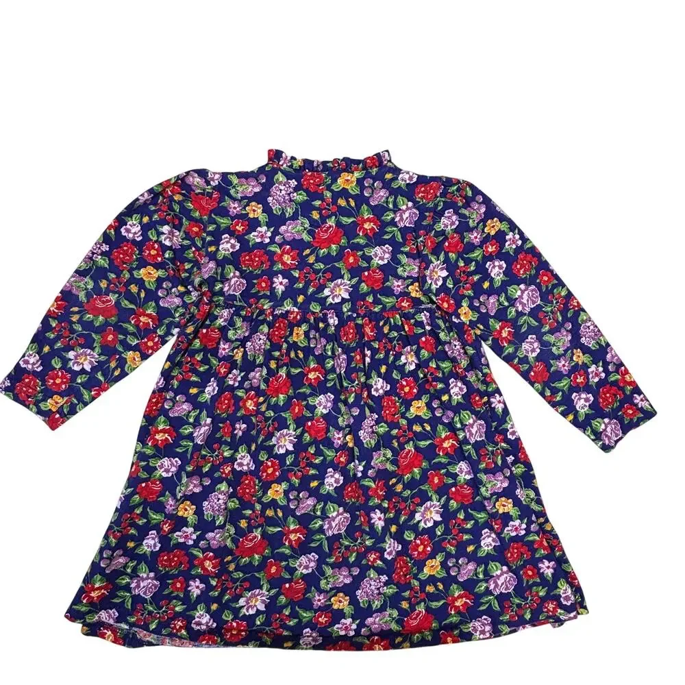 Vintage OshKosh B'Gosh Dress Girls 6 Blue Floral Classic Summer Made in USA